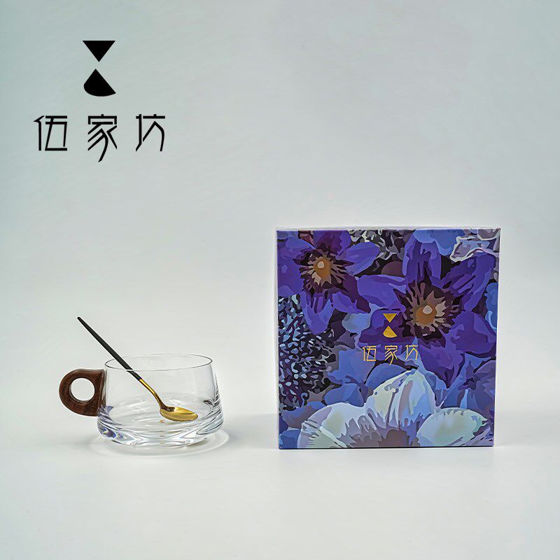 伍家坊 水晶玻璃咖啡杯精美下午茶茶杯卡布奇诺咖啡杯日式红茶杯
