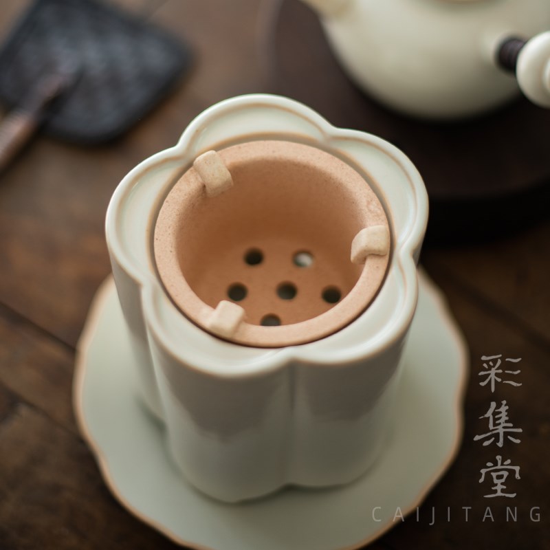 彩集堂 梅花炭火炉煮茶壶 苏打釉耐烧陶瓷罐罐茶围炉侧把提梁壶