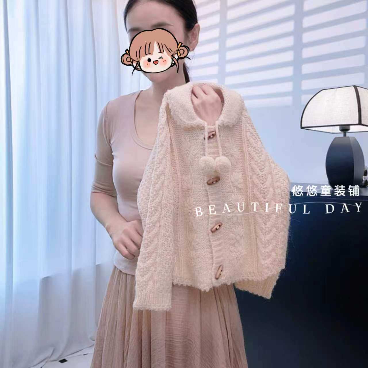 韩版儿童外套针织开衫女宝秋装外套条纹宽松休闲毛衣女童宝宝外套