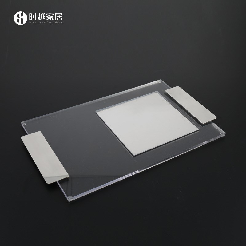 现代简约长方形亚克力金属收纳托包装胶垫