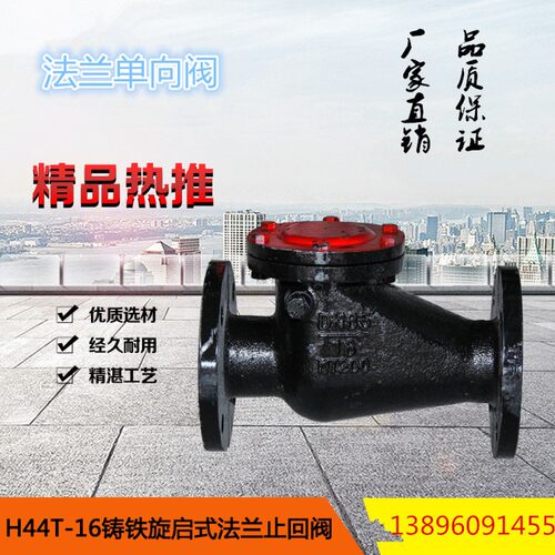 法兰止回阀H44T-10/16铸铁旋启式水泵设备单向DN50 65 80 100 150