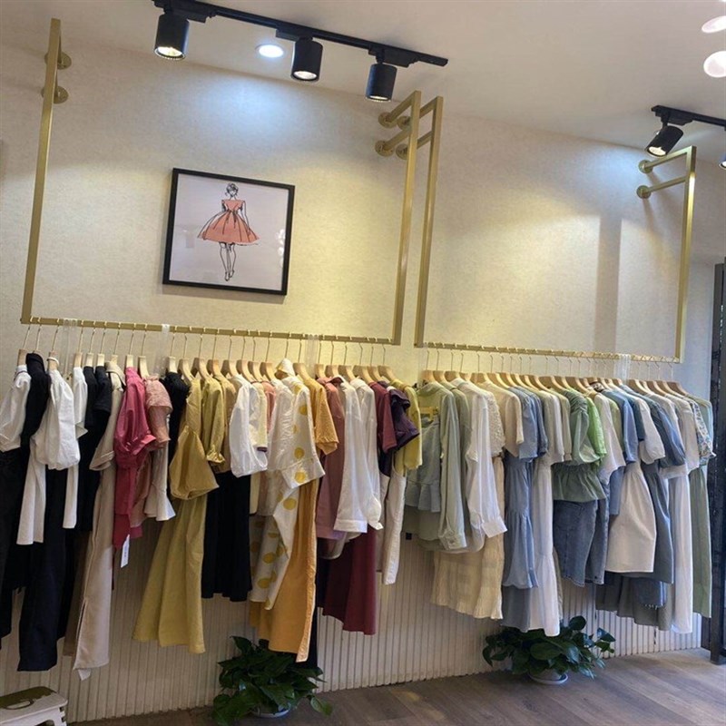 金色婚纱架子悬挂影楼礼服货架壁挂式女装吊架服装店挂衣架上墙架