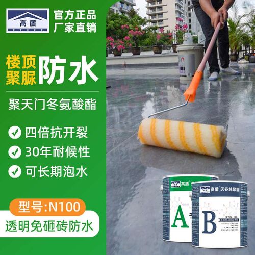 ll天冬聚脲屋面防水补漏胶透明免砸砖屋顶外墙防漏房顶裂缝材