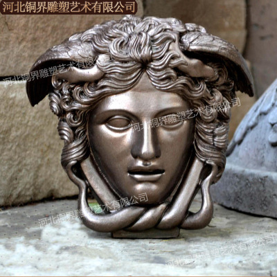 古希腊铸铜美杜莎蛇女头像雕塑