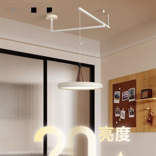 奶油风飞碟餐厅吊灯法式轻奢氛围感吧台灯设计感可位移摇臂餐桌灯