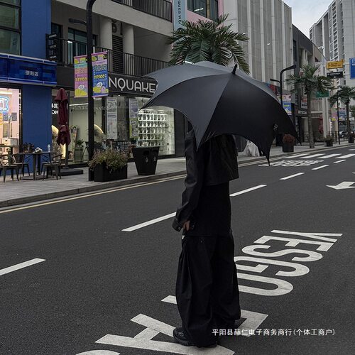 哥特长柄黑胶晴雨两用防晒伞