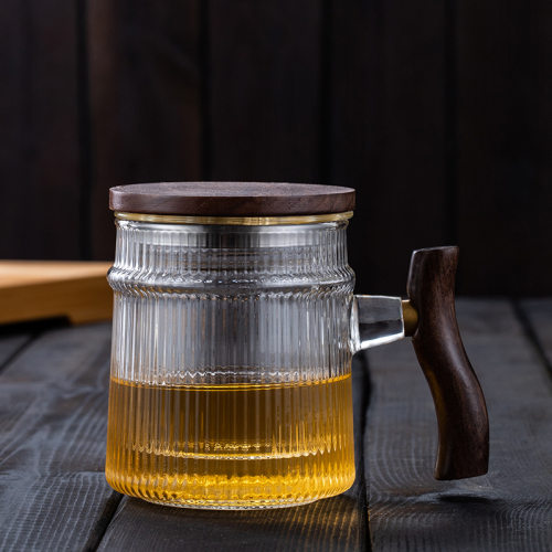 茶杯茶水分离玻璃杯家用水杯办公杯带盖过滤杯泡茶杯带把杯子
