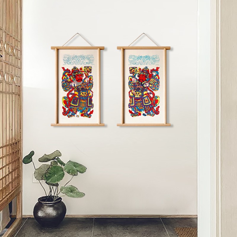 水墨宣言门神年画挂画新年装饰画新中式民俗吉祥画入户门墙饰挂件