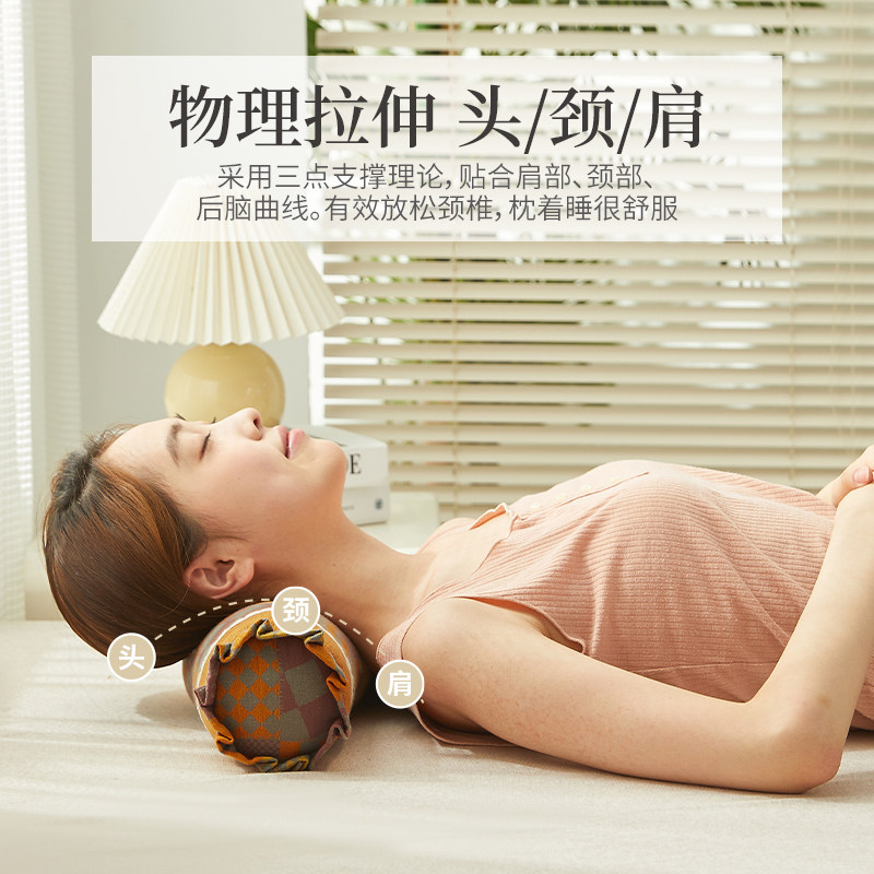 荞麦皮小枕头助睡眠薰衣草护颈椎枕单人圆柱家用整头颈枕专用硬枕
