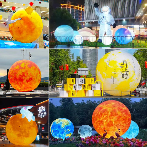月球气模定制月亮中秋节兔子发光星球地球闭气 充气网红打卡气模