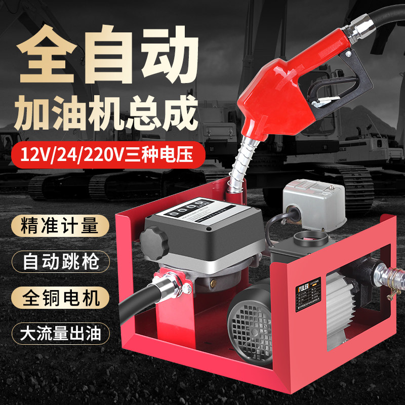 渝乐全自动抽油泵12V24V220V伏计量式直流加油泵定量柴油抽油机器