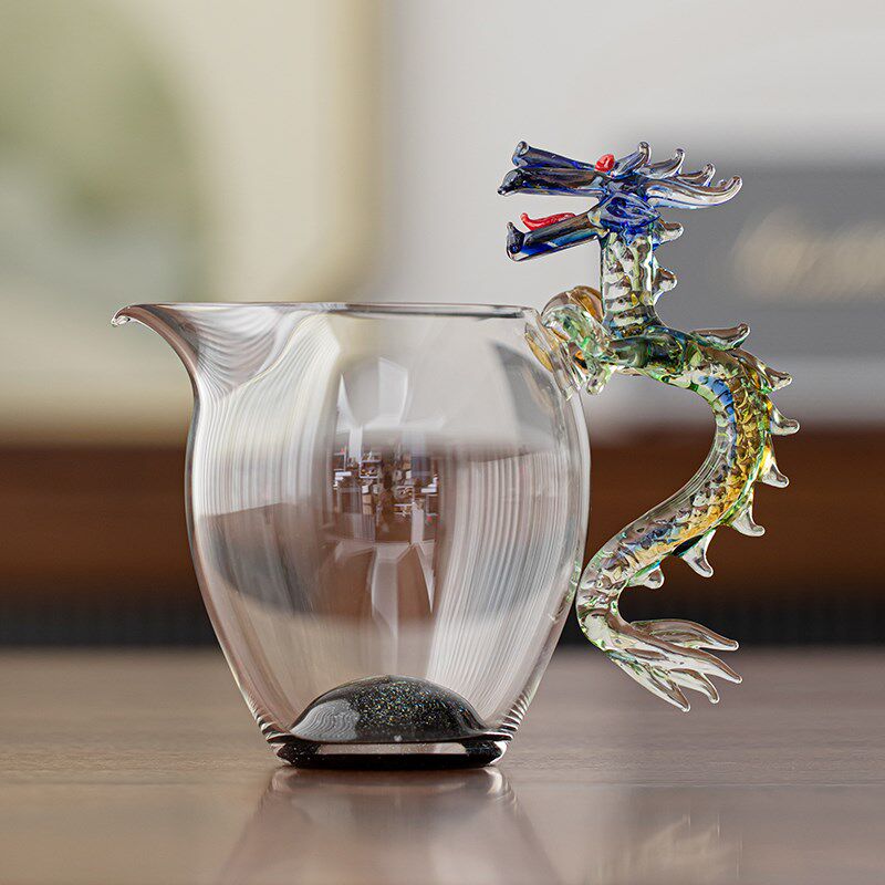 井世堂 高颜值星空底龙把功夫茶具茶海侧把公道杯玻璃高档分茶器