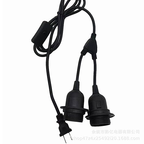 美规303开关线带E27螺口灯头台灯电源线e26插头线简易吊灯头1分二