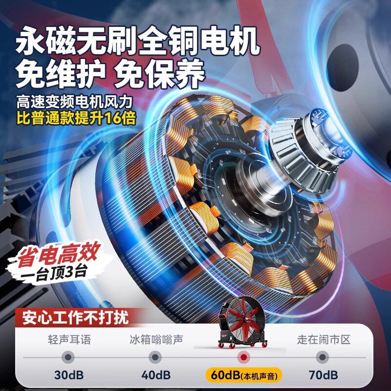 变频工业电风扇移动式强力圆筒大风机落地扇大功率车间仓库工厂用