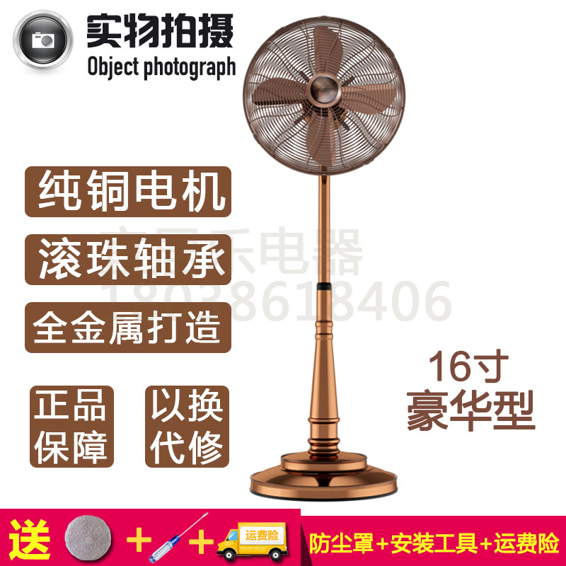 美式彷古金属覆古落地风扇家用摇头立式大电风扇机械电扇铁叶静音