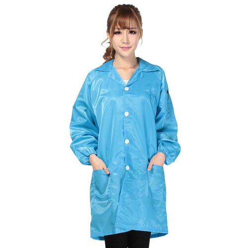 防静电条纹男女款工作服防尘衣服工厂比亚迪防护服电子长款大褂