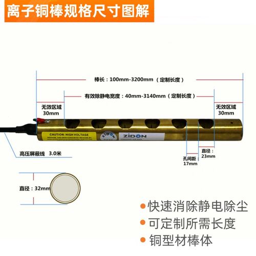 ST502A离子铜棒 除静电除尘离子风铜棒 工业静电消除器消除静电棒