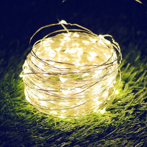 电商热销太阳能铜线灯串150LED中号8模铜丝庭院篱笆屋檐节日装饰