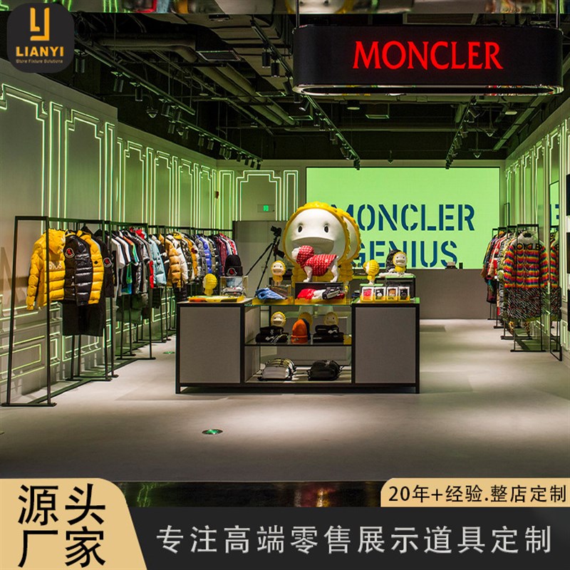 商场服装店展示架落地铁艺服装货架中岛架玻璃柜台奢侈品店展示架