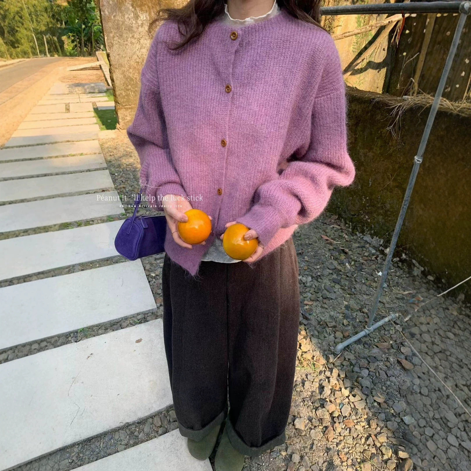 peanut花生家2026秋冬韩系简约风百搭宽松九分阔腿休闲裤女12223