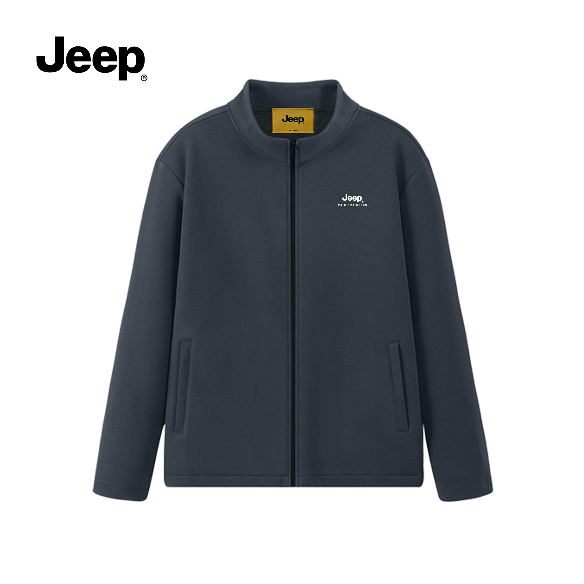 JEEP/吉普2026秋冬立领夹克男深蓝色拉链外套休闲运动防风上衣
