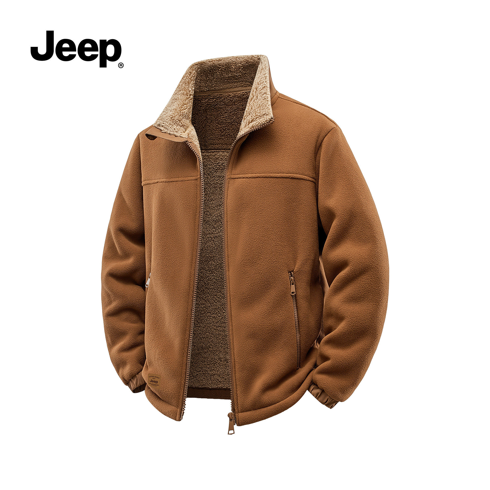 JEEP/吉普2026秋冬户外抓绒衣男士立领防风保暖冲锋内胆运动外套