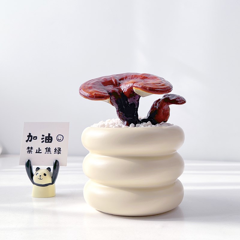 灵芝盆栽北欧风简约家居桌面办公室绿植送人礼品寓意招财盆景花卉