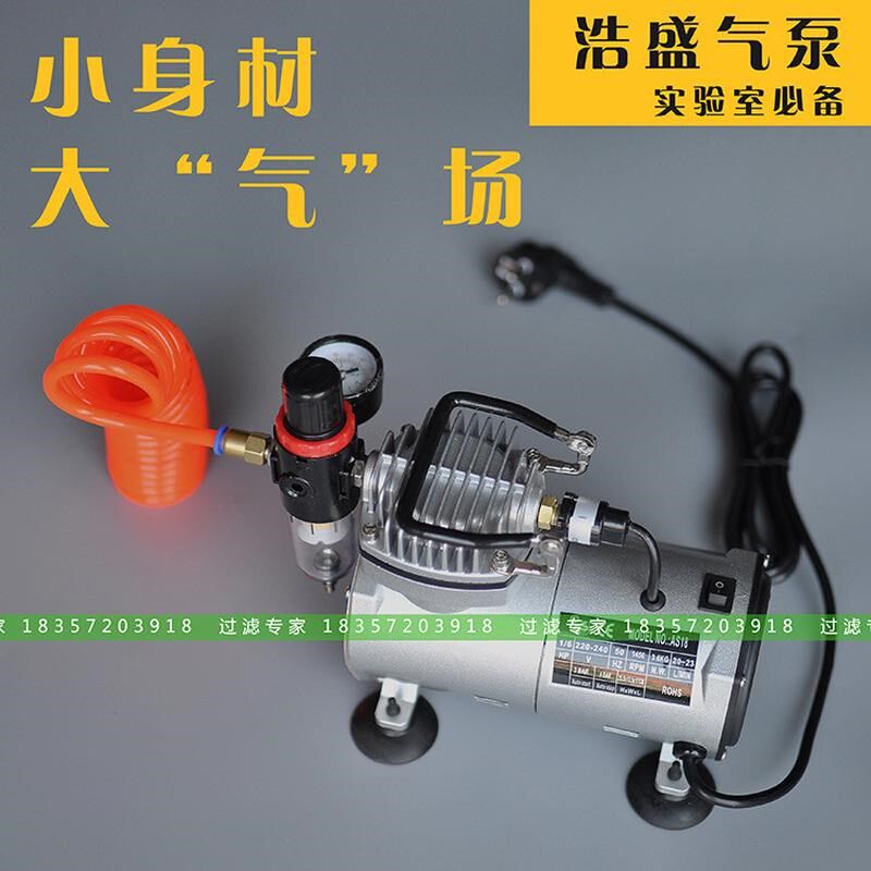 浩盛AS18-2自动停机冲气泵实验室过滤用加压小型便携空气压缩机图片