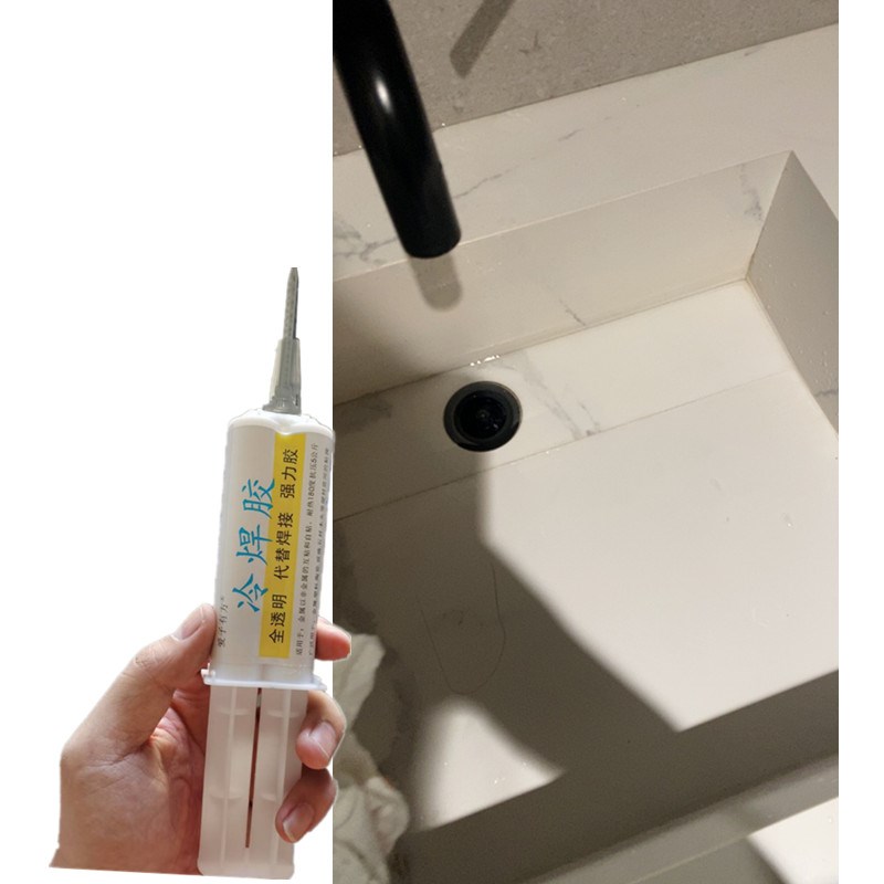 石英石岩板一体盆拼接口漏水修补专用胶水渗透大理石缝隙补漏透明