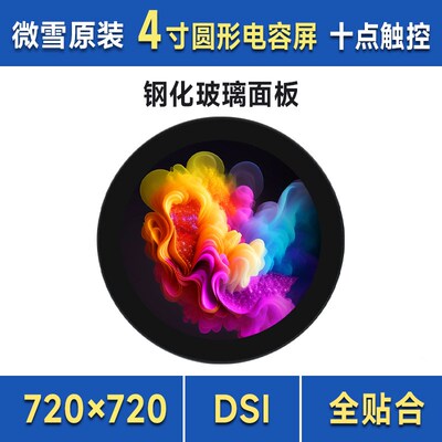 微雪4inch DSI LCD (C)圆形电容十点触控显示屏IPS显示面板 I2C