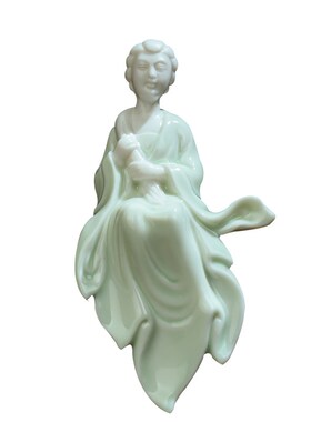 创意陶瓷仕女人物摆件青瓷美女中式客厅书房玄关电视柜工艺品装饰