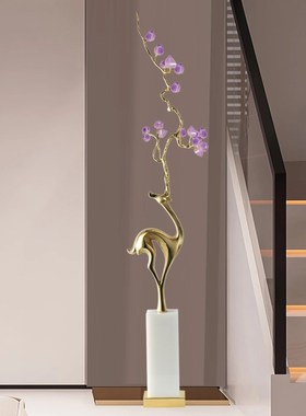 轻奢紫水晶招财鹿摆件客厅玄关壁龛电视柜家居工艺品乔迁入伙礼品