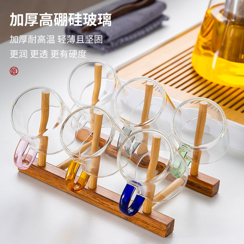 加厚耐热玻璃小茶杯家用功夫茶具套装喝茶品茗杯透明带把杯子茶碗