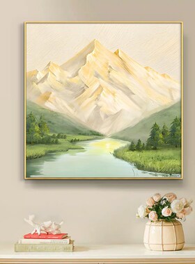日照金山玄关客厅装饰画沙发背景墙晶瓷画高端正方型靠山风景挂画