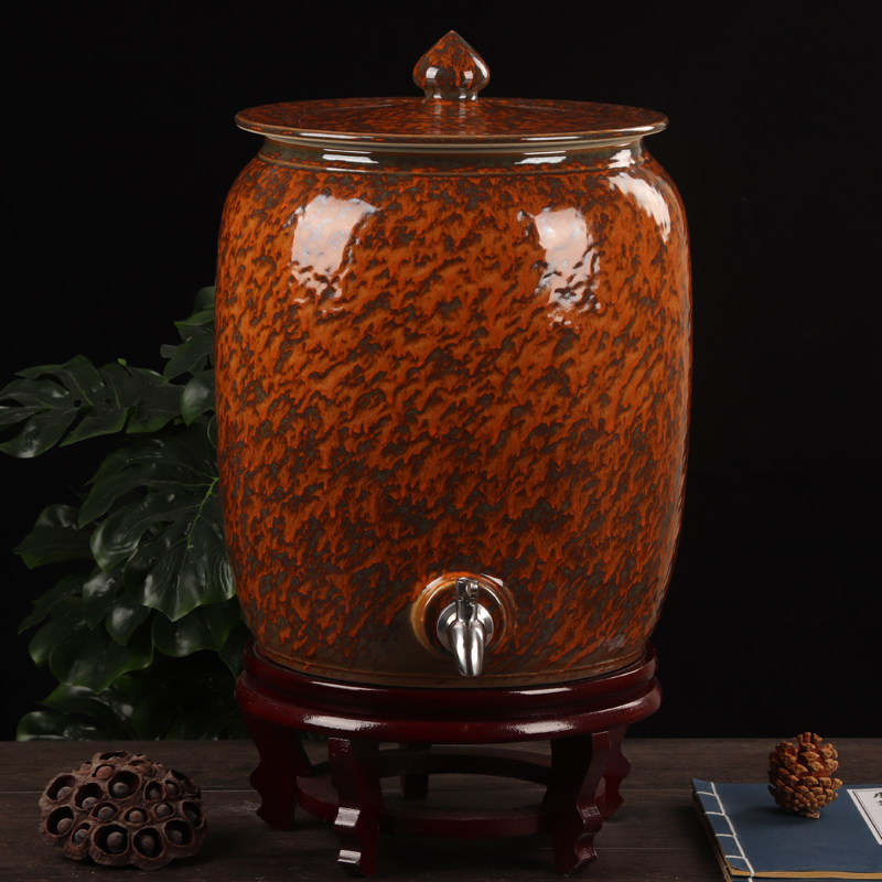 景德镇陶瓷水缸窑变20/30/50斤装家用纯净水桶泡茶储酒油罐冷水壶