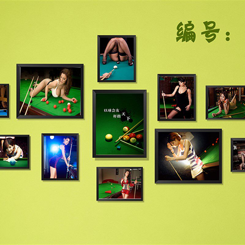 斯洛克台球室装饰画桌球吧挂画台球明星挂画 酒吧台球厅组合挂画