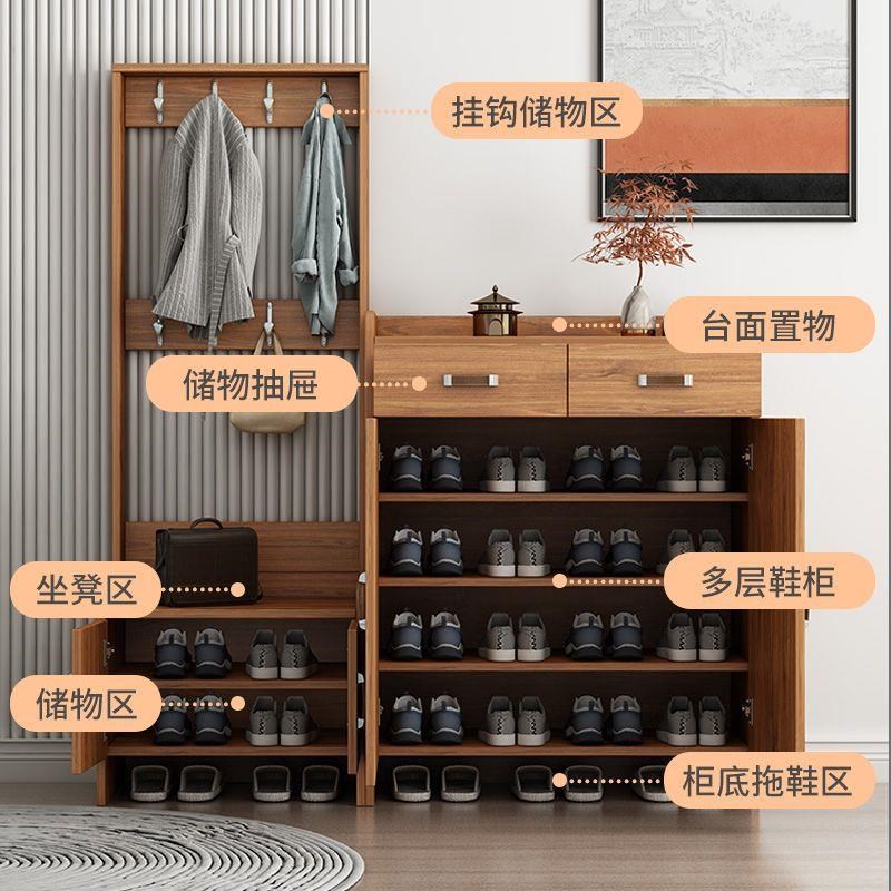 鞋柜家用门口入户门厅收纳柜大容量超大进门鞋架靠墙玄关柜衣帽架