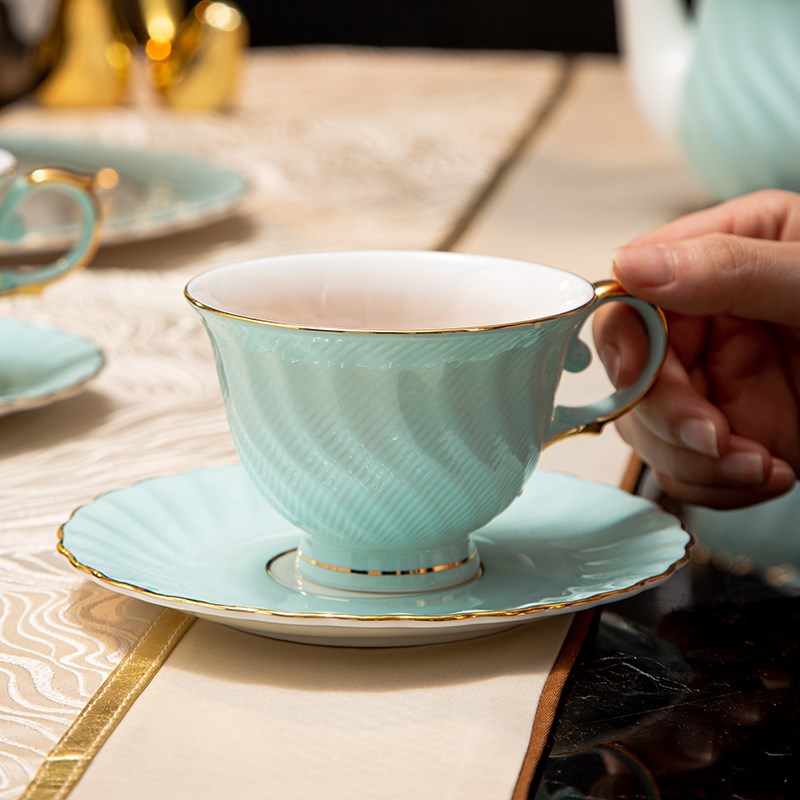 轻奢高级感骨瓷咖啡杯具套装简约时尚陶瓷花茶杯碟泡茶壶家用