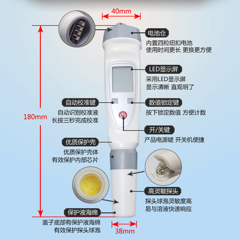园艺用品 笔式酸度计便携PH计测试笔 防水型PH计酸碱度测试仪组培