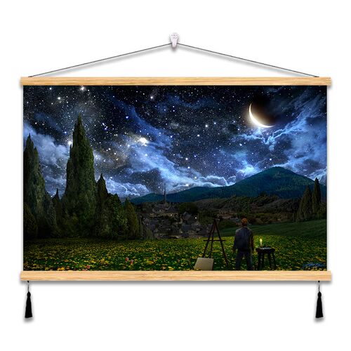 梵高油画星罗纳河畔的星夜丰收装饰画客厅餐厅卧室挂画玄关走廊画