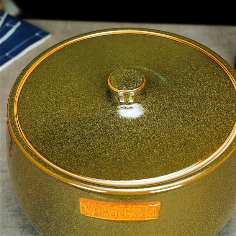 景德镇陶瓷茶叶末釉米缸10斤20斤30斤装普洱茶缸米桶储物罐腌油缸
