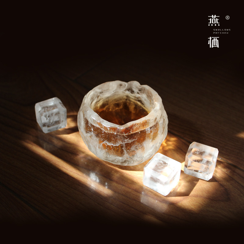 古法冰冻烧琉璃主人杯酒器品茶杯果茶功夫茶具日式玻璃小茶杯套装
