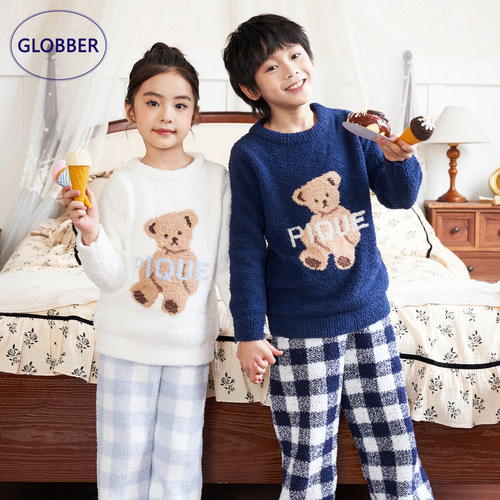 GLOBBER加厚亲子小熊家居服套装