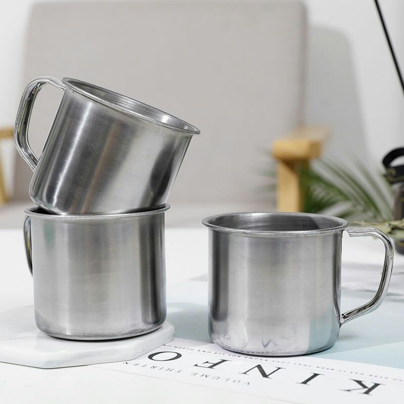 不锈钢口杯茶缸带把钢杯子小酒杯随手杯