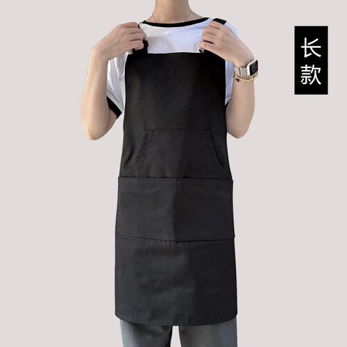 双肩背带围裙帆布工作服防水女时尚美甲花艺男厨房餐厅定制印字