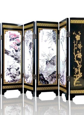 桌面漆器小屏风装饰品中国风出国礼品家居摆件特色工艺品纪念品