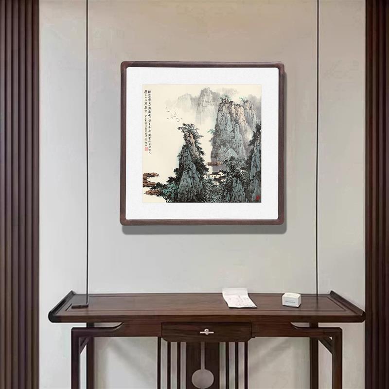 白雪石桂林山水斗方国画新中式客厅玄关风景装饰画办公室书房壁画