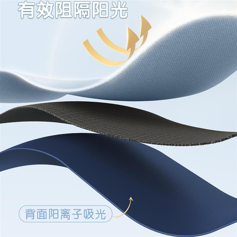 全遮光窗帘2024新款卧室高级感客厅蓝色轻奢布儿童房男孩女孩房间