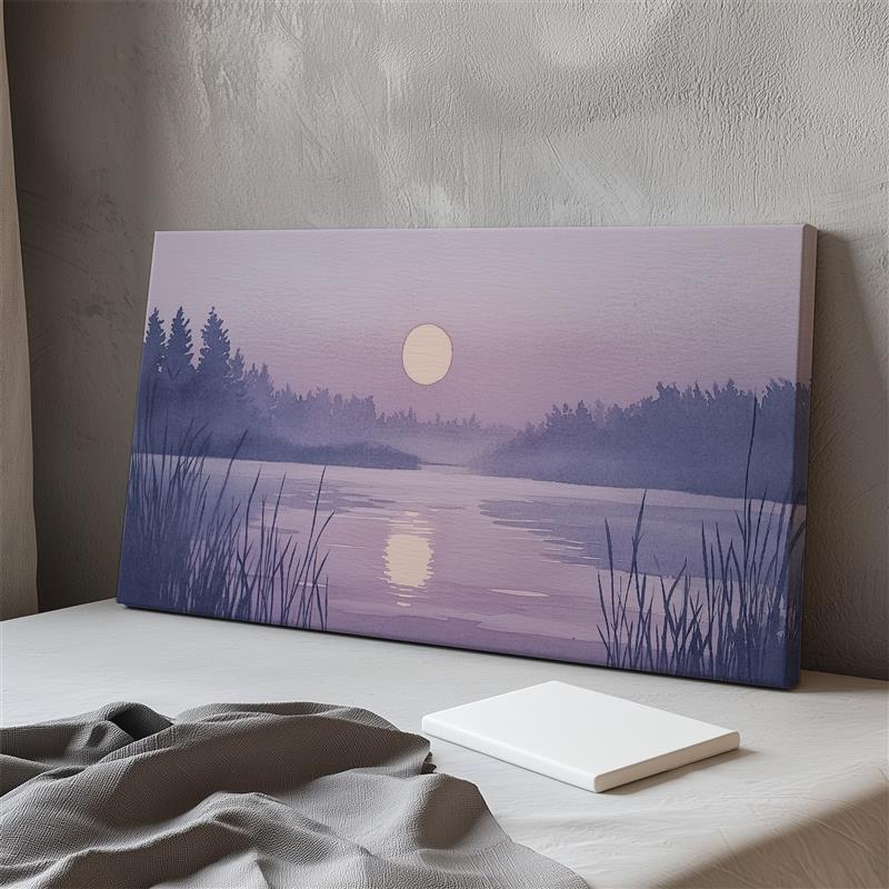 布纸有爱 紫霞黄昏 新中式夕阳风景装饰画小众客厅背景墙横版挂画