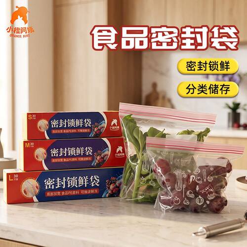 密封袋食品级封口袋PE保鲜家用冰箱收纳分装加厚食用透明便携盒装